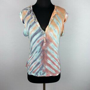 Young Fabulous & Broke T-Shirt Womens S Tie Dye Cuffed Sleeves Festival Hippie